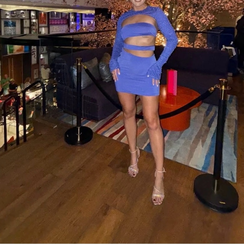 Oh Polly Blue Cut-Out Dress